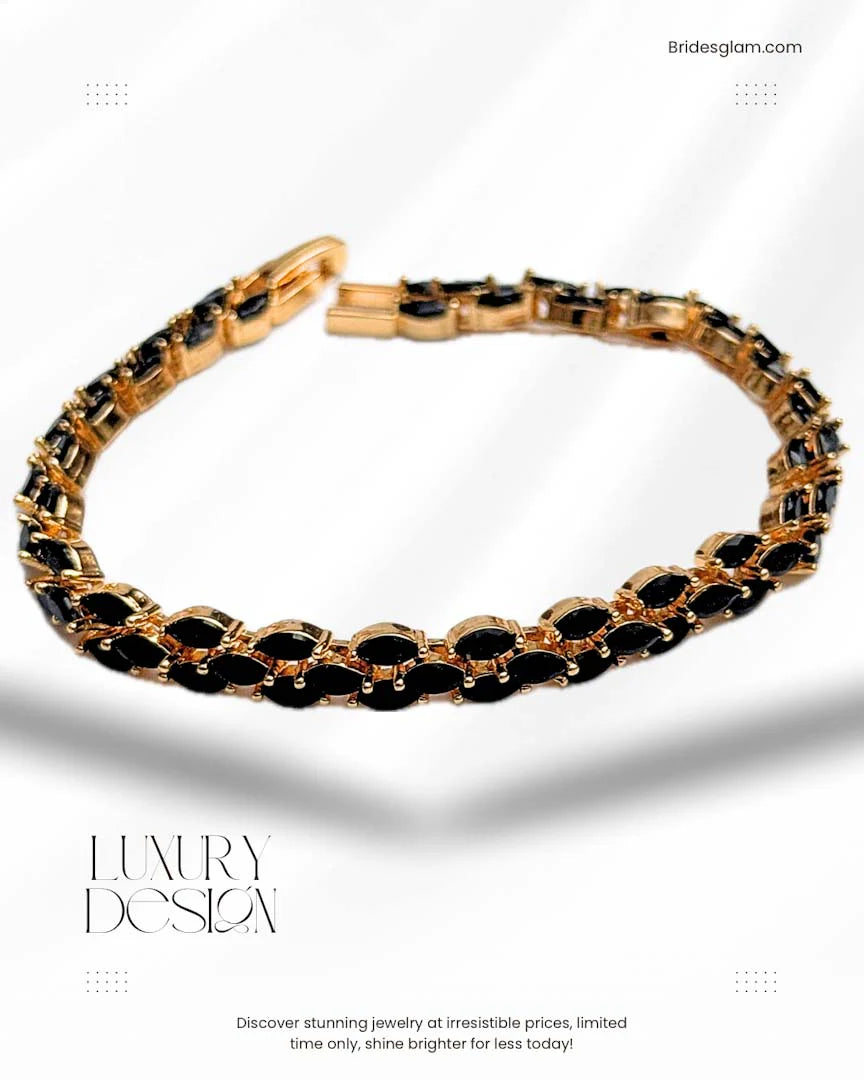 Black Cz Leaf Bracelet