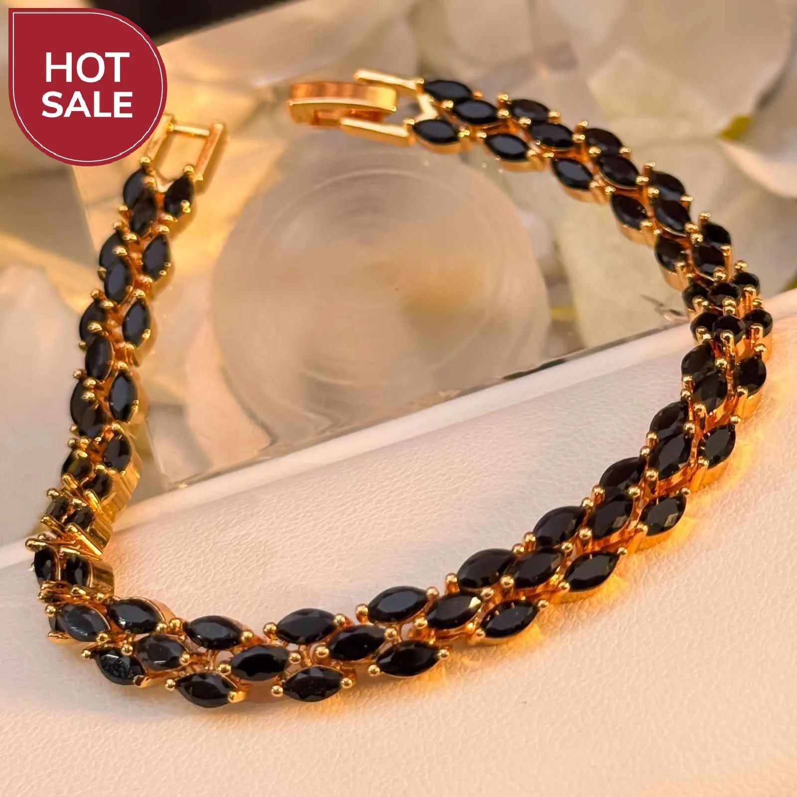 Black Cz Leaf Bracelet