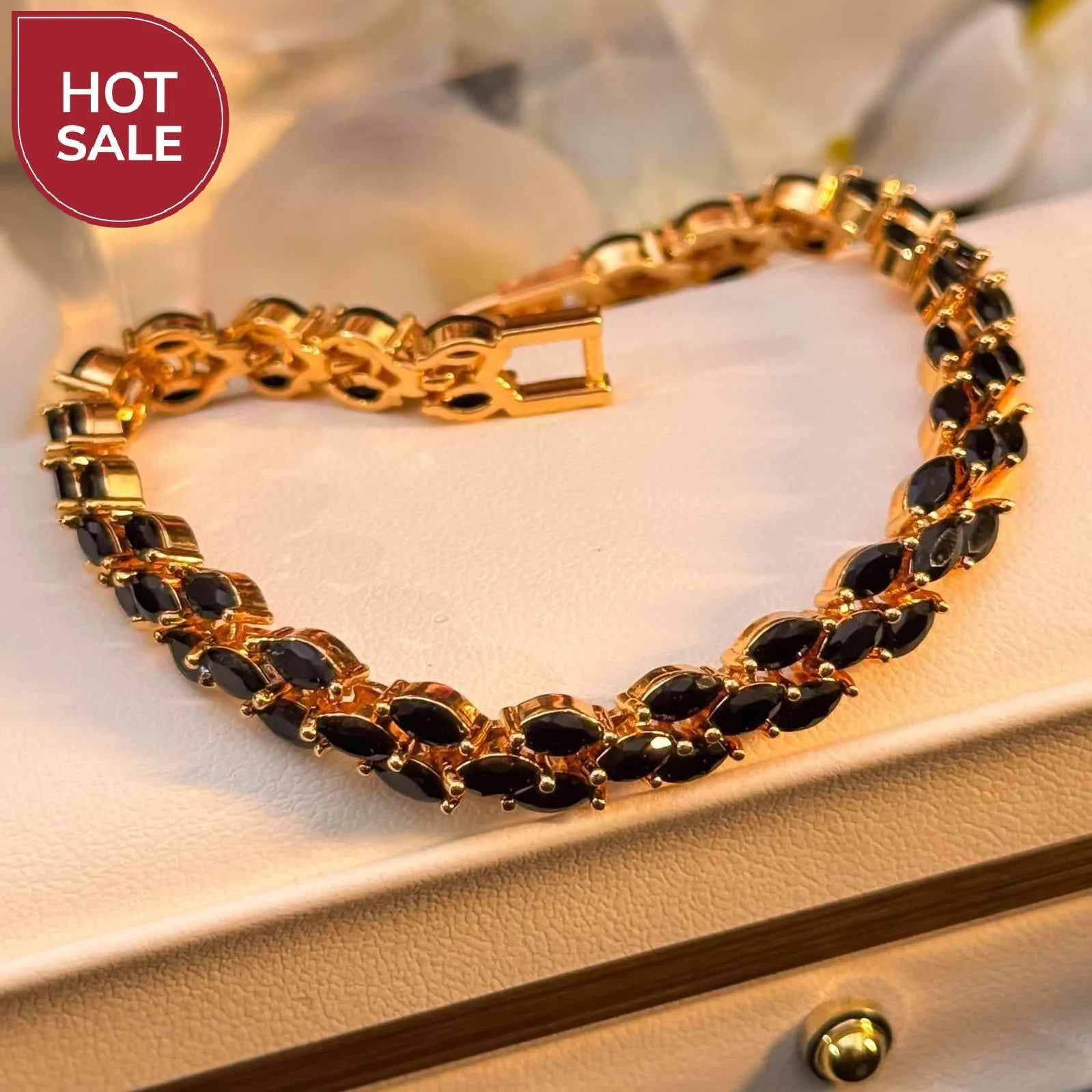 Black Cz Leaf Bracelet