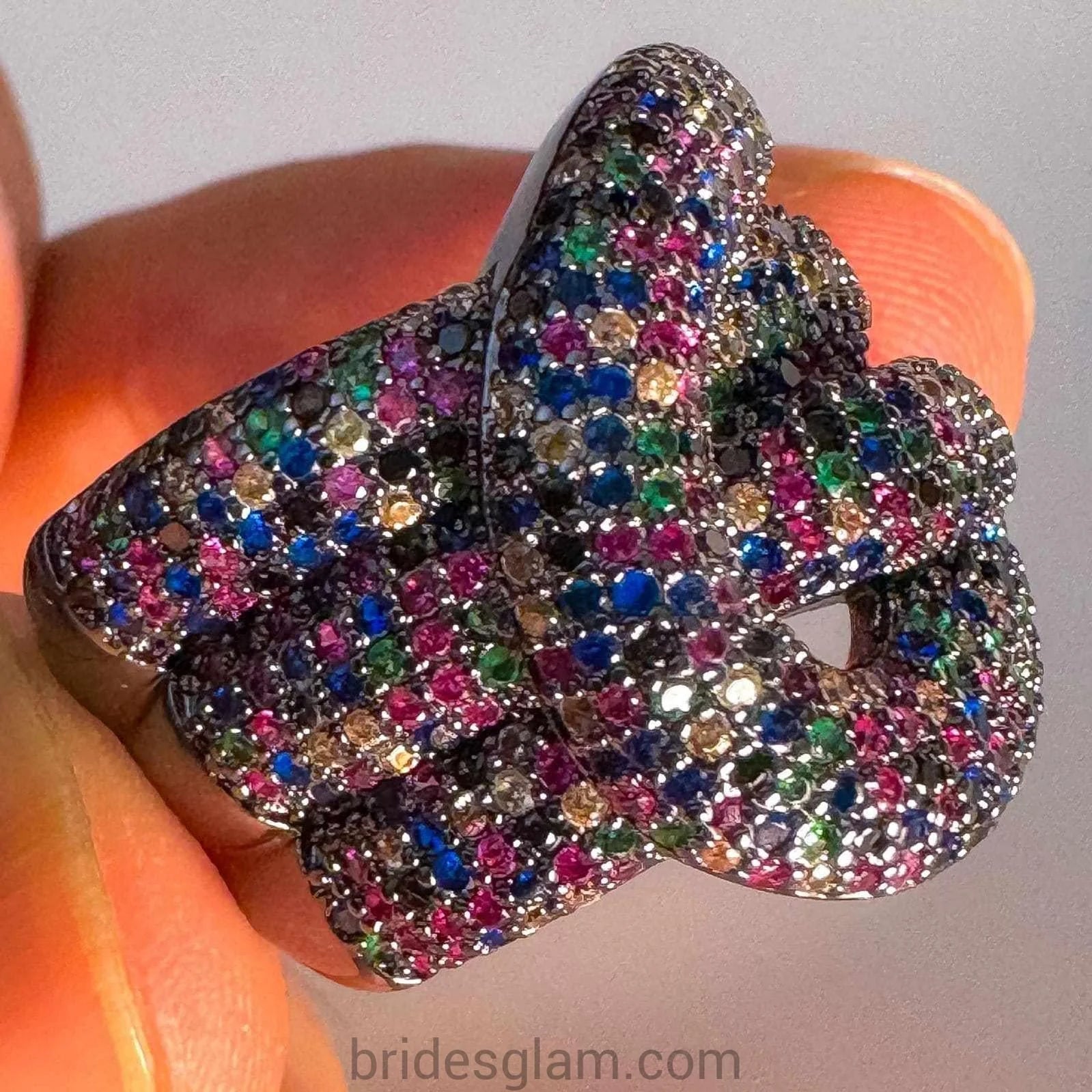 Black Multicolor MC - CZ Adjustable Ring