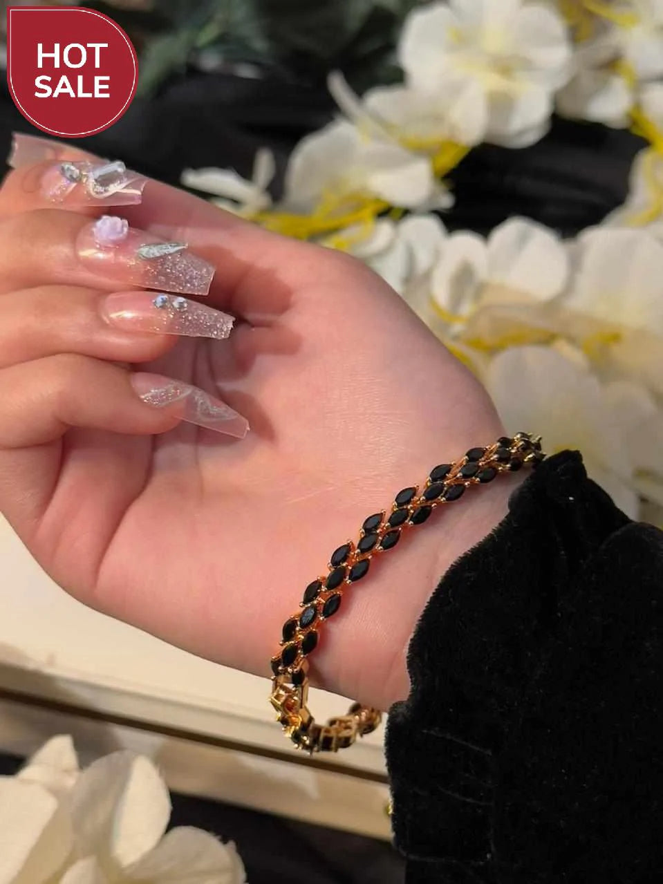 Black Cz Leaf Bracelet